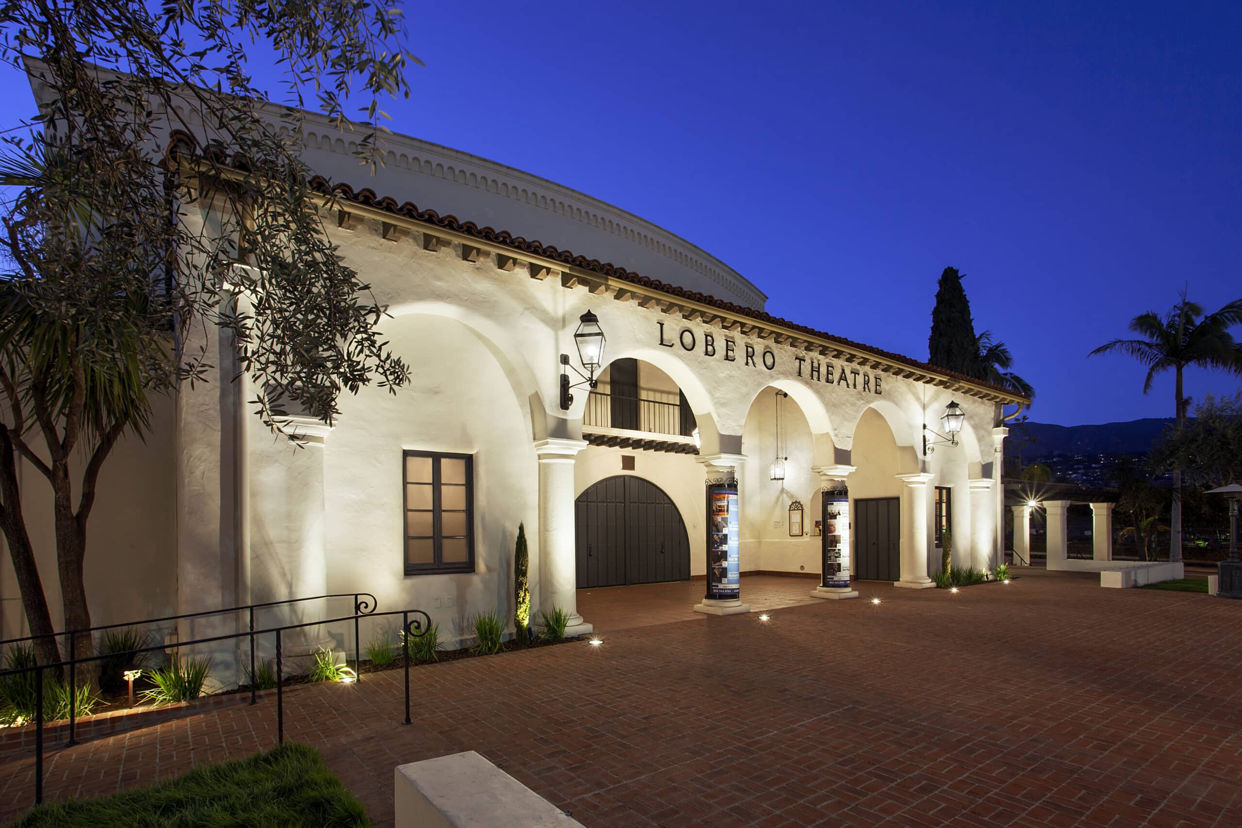 Lobero Theatre exterior at night