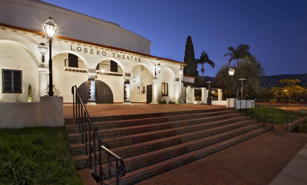 Lobero Theatre front steps at night