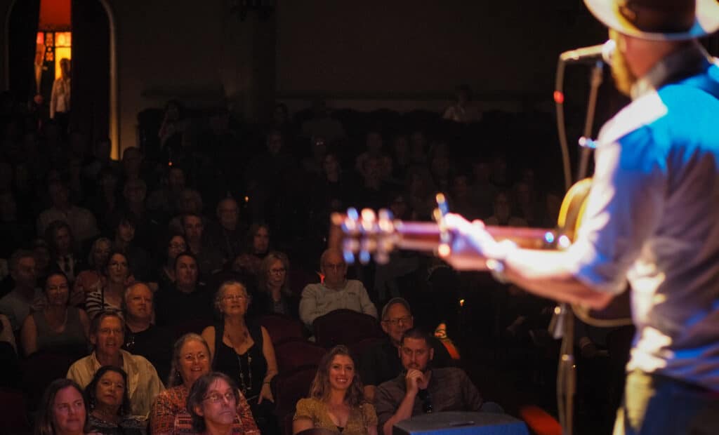 Musician on stage at the Lobero Theatre