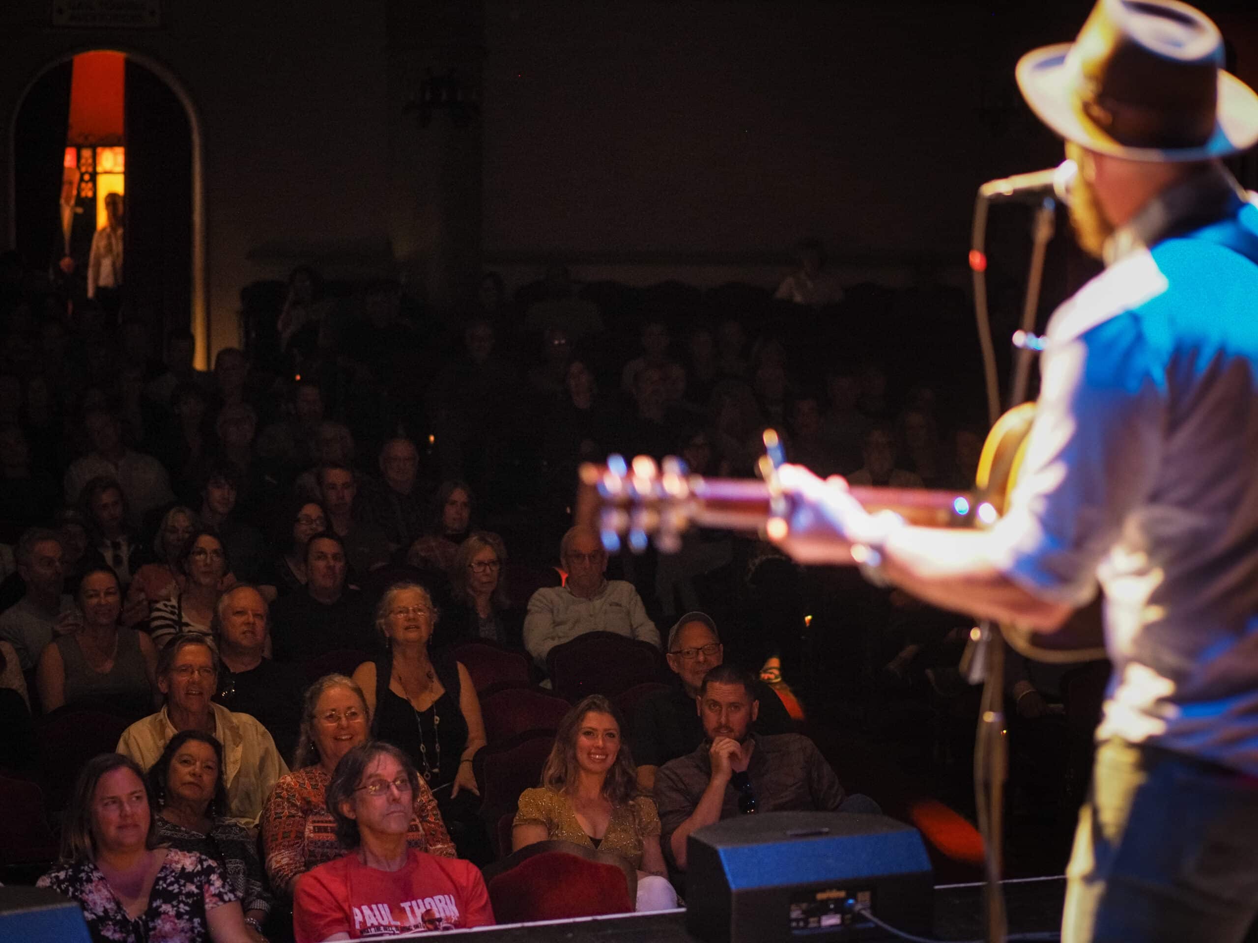 Musician on stage at the Lobero Theatre