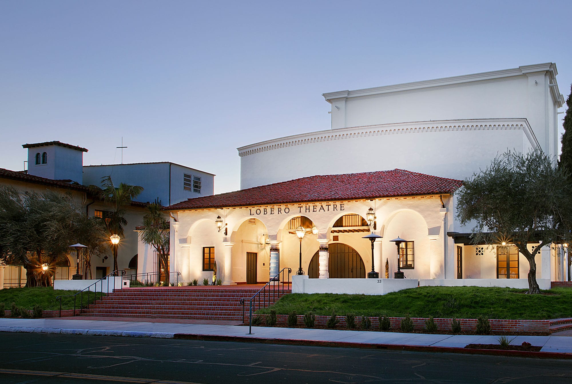 Lobero Theatre exterior at night