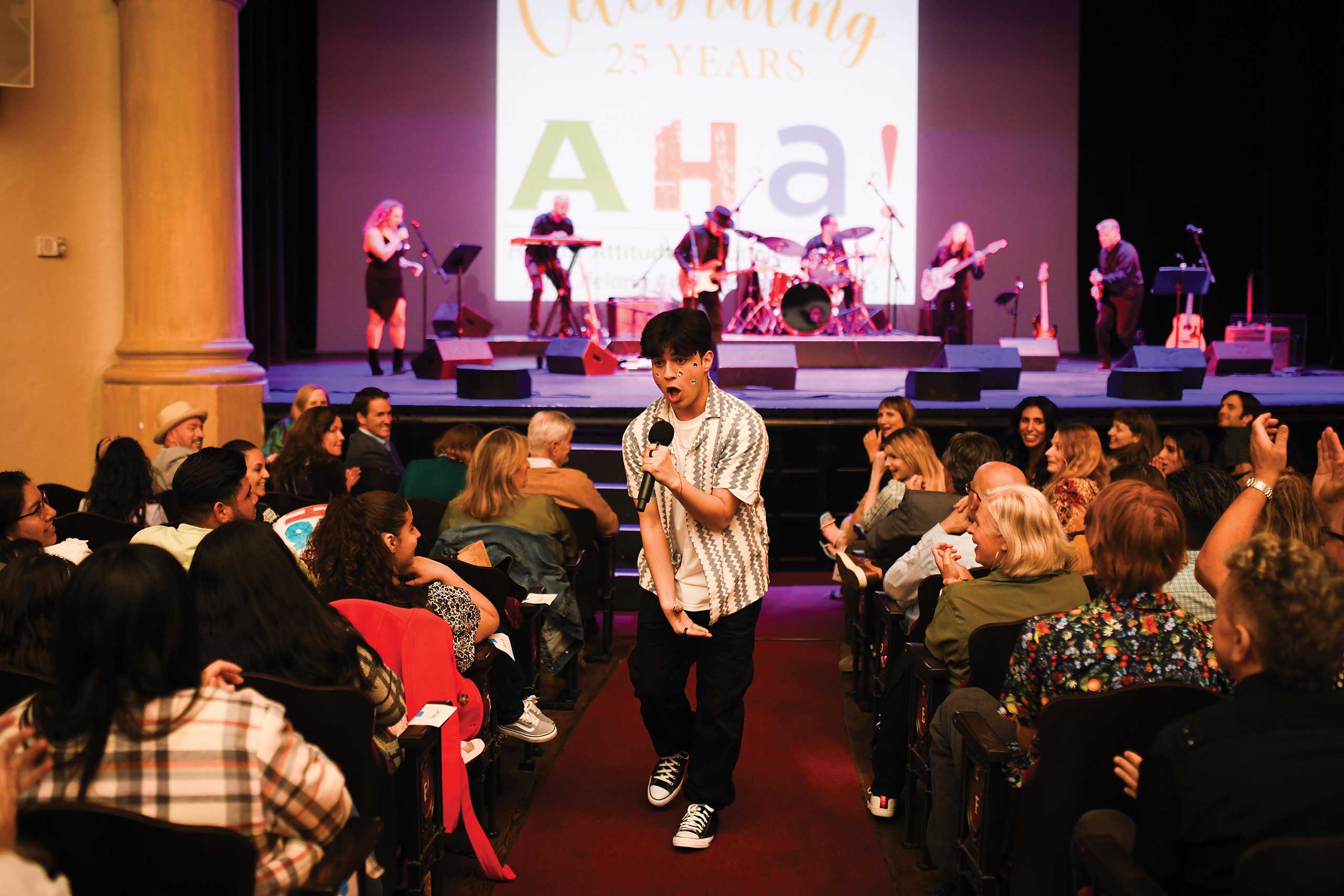 AHA! on stage at the Lobero Theatre